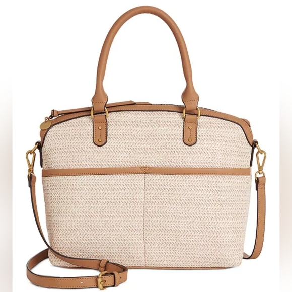 NWT Style & Co Medium Straw Dome Satchel With Crossbody Strap - Picture 1 of 16